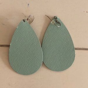 Mint leather earring